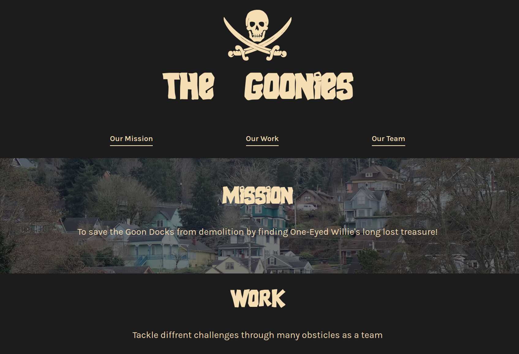 goonies page screenshot